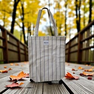 Madewell Cream and Black Striped Tote